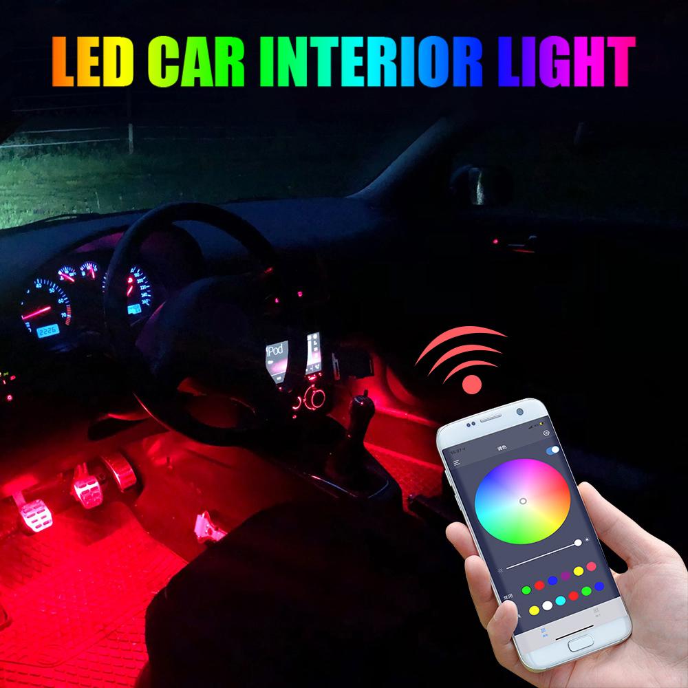 Automotive Interior Decorative Lights LED Car Foot Light 24/36/48/72 LED Atmosphere Lamp Ambient Lamp Remote/Voice Control
