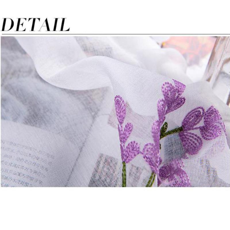 Flower Embroidery Short Curtain Pastoral Shade Kitchen Curtains Half Curtain Short Panel Drapes