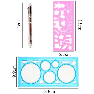 Çok Şekilli Boyama Cetveli Spirograf Sihirli Çizim Şablonu Oval Geometrik Eğri Desen Çok Fonksiyonlu Kırtasiye Hediyeleri ZYF