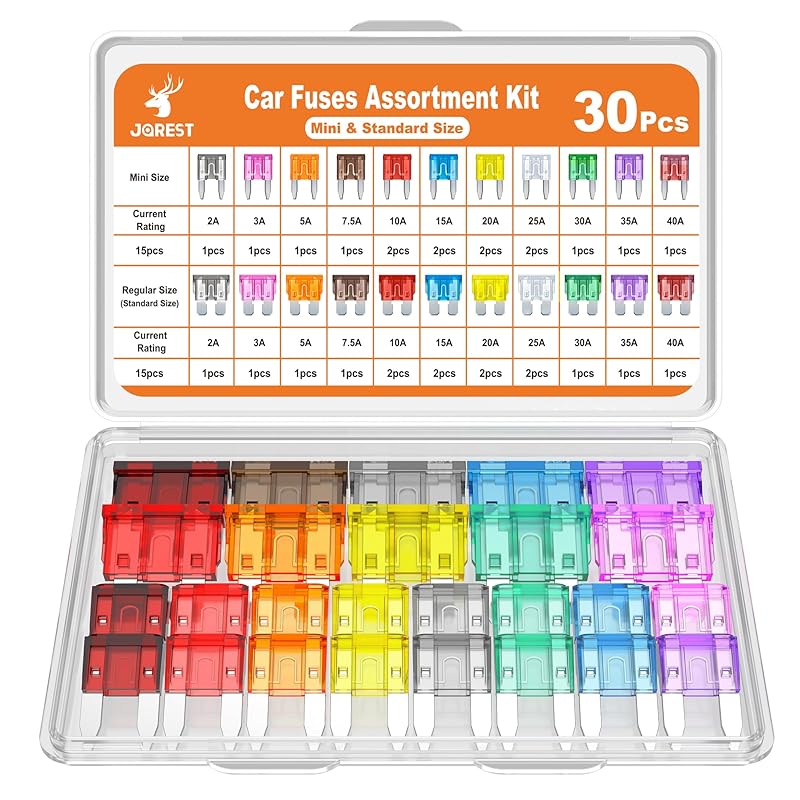 JOREST 300Pcs Car Fuse Assortment Kit, 160 Mini Blade Fuses Automotive + 90 Standard Auto Fuses + 50 Micro + Puller – Replacement for RV Camper