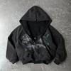 Y2k Gothic Punk Stil Bedruckter Sternenpunkt Gestickter Reißverschluss Hoodie Herren Harajuku Retro Übergroßes Oberteil