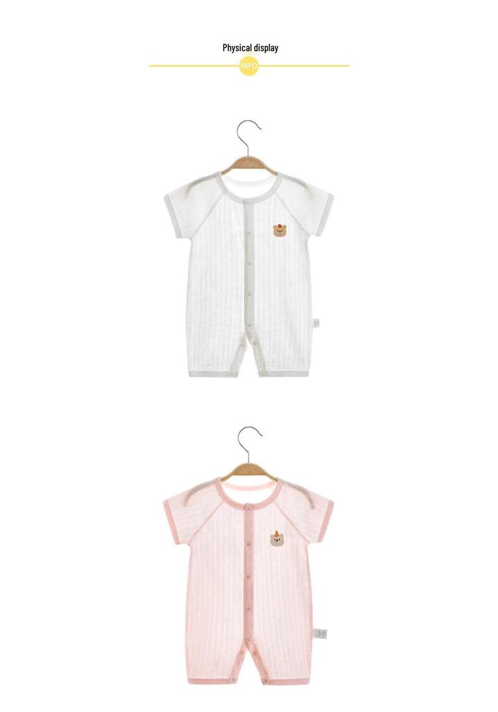 Baby Summer Short Sleeve Cotton Jumpsuit - Newborn Lightweight Pajamas Class A Air-Conditioned Crawler Outfit