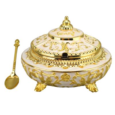 European Style Seasoning Jar Alloy and Glass Multifunctional Sugar Cellar Seasoning Dispenser with