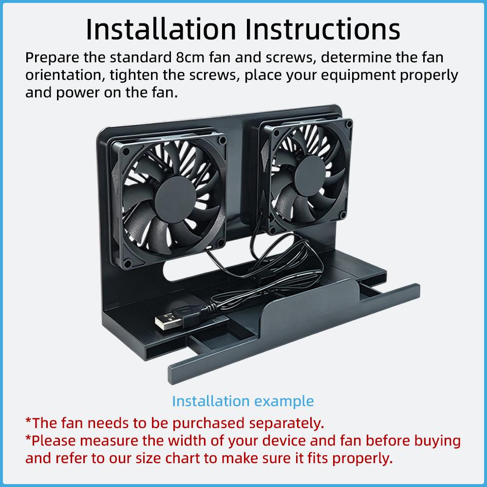L-Shaped Dual 8cm Fan Cooler Bracket ABS Fan Stand Max 8.2cm Width Fit Retractable Base For Modem Router TV Box Switch Dock Pad