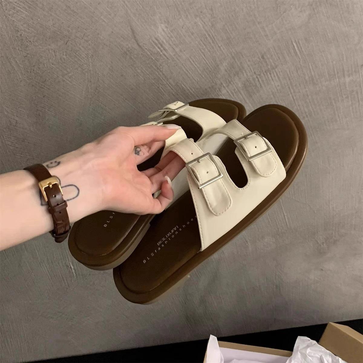 

Пробковая стелька Slide Sandal Тапочки для отдыха на пляже Сандалии Регулируемая пряжка 35 белый