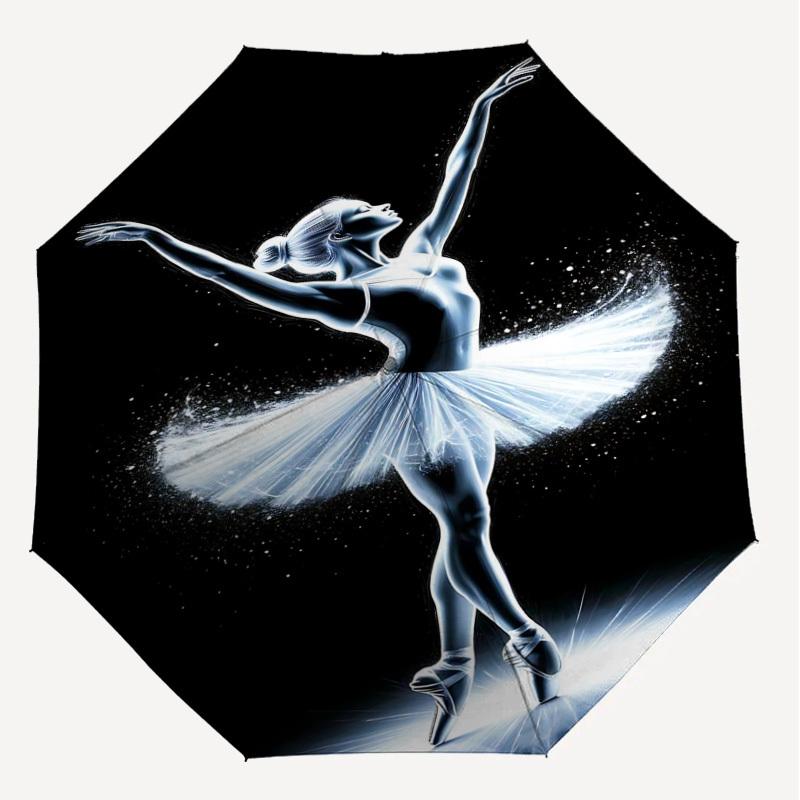 1pc Ballerina Dance Automatic Open/Close Umbrella with Windproof, 8-Rib Sturdy Canopy, Durable Ribs, Fashionable Design1224A