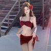 Korean INS Strapless Bikini Split Swimsuit for Women, Slimming 1011 Button Hot Spring Vacation Swimwear