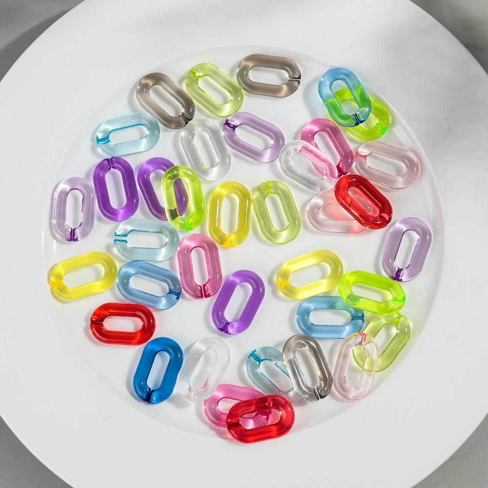 20pcs 20x30mm Clear Colorful Acrylic Oval Link Chain Connector Beads for Jewelry DIY Bracelet Necklace Phone Chain Accessories