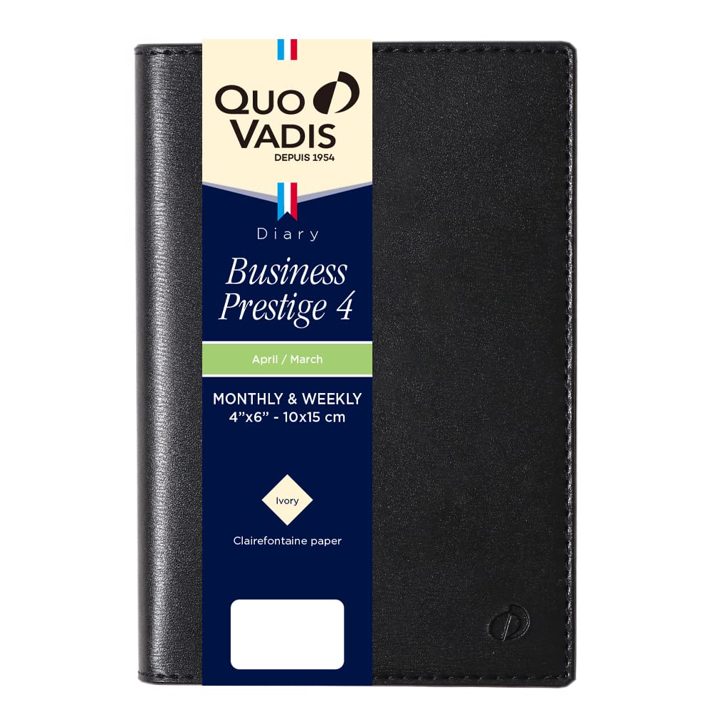 QUOVADIS Business Prestige 4/SoHo Diary (Weekly Vertical, A6 Slim Size 10x15cm) black qv60105bk