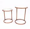 Copper Antique C Round Table With Marble Top Set of 2