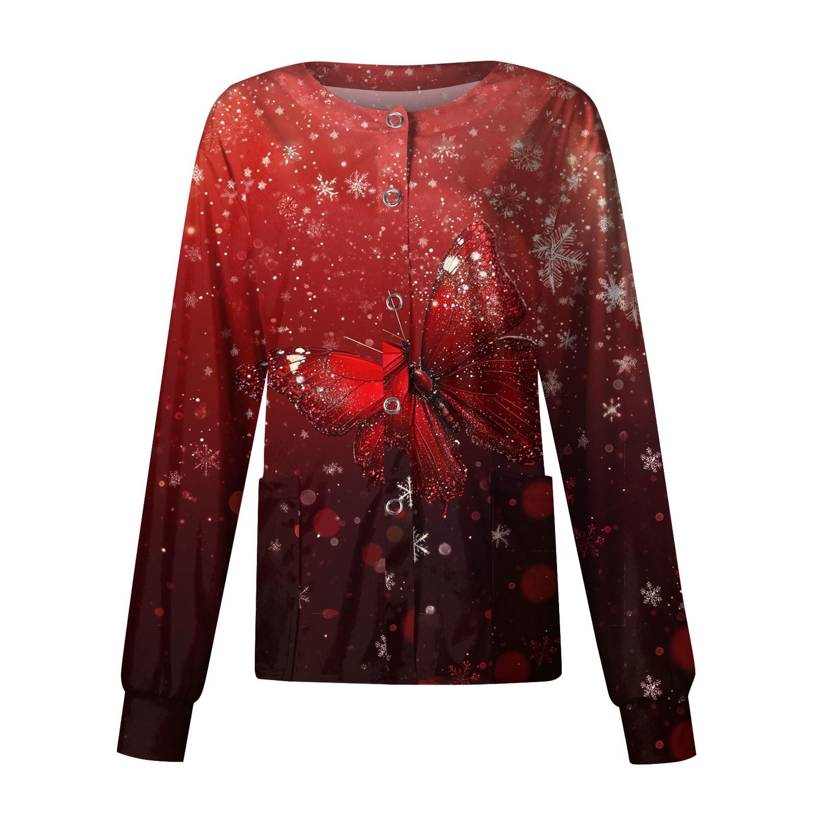 

Жіночий повсякденний одяг з довгим рукавом, різдвяний принт, кардиган, верхній одяг, уніформа XXXXL