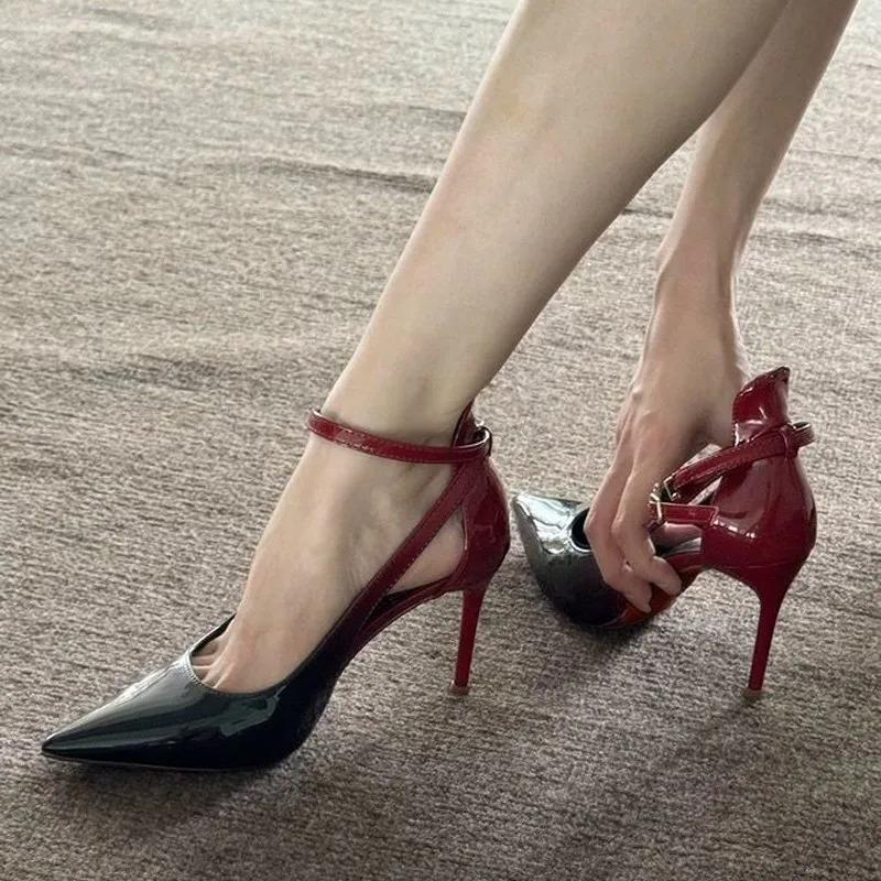 Red High Heels for Women 2025 New Style Spring and Summer Not Tiring Feet, Sexy Single Shoes, Toe Caps, Sandals  bridal shoes