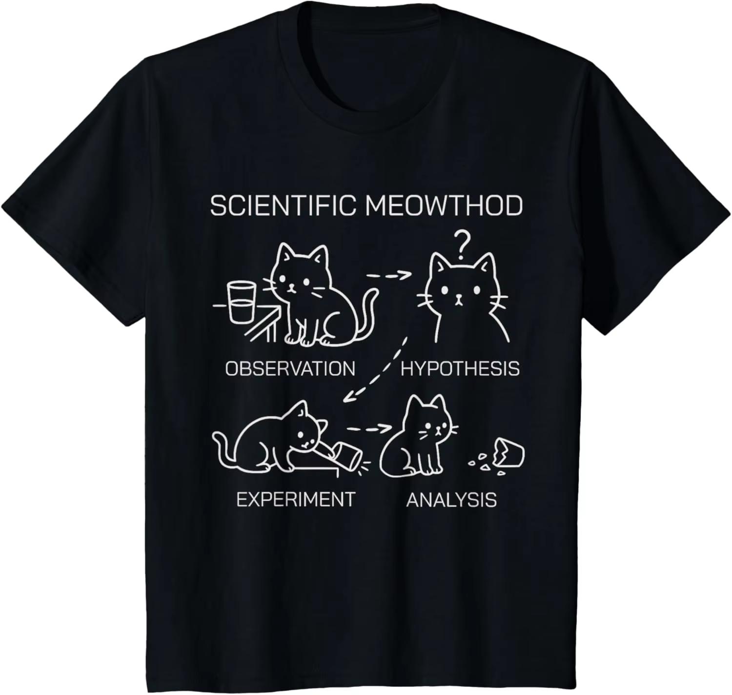 2026 Scientific Meowthod Funny Science Cat Teacher Student Cool TShirt Boy Girl Kid Casual Graphic T Shirts Unisex Fashion Top M