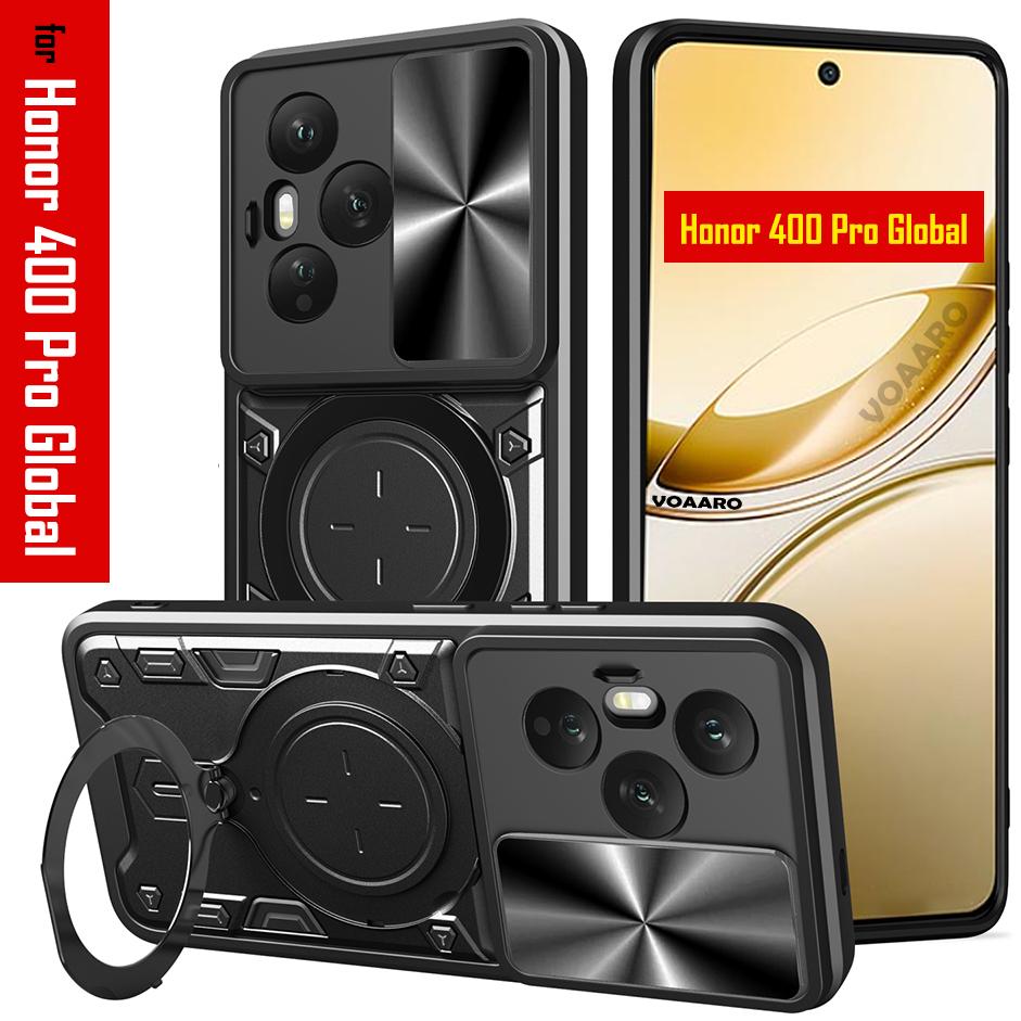 Slide Lens Armor Funda for Honor 400 Pro 5G Global Case for Honor 400 Pro 5G Global DNP-NX9 Case Magnetic Ring Kickstand Cover
