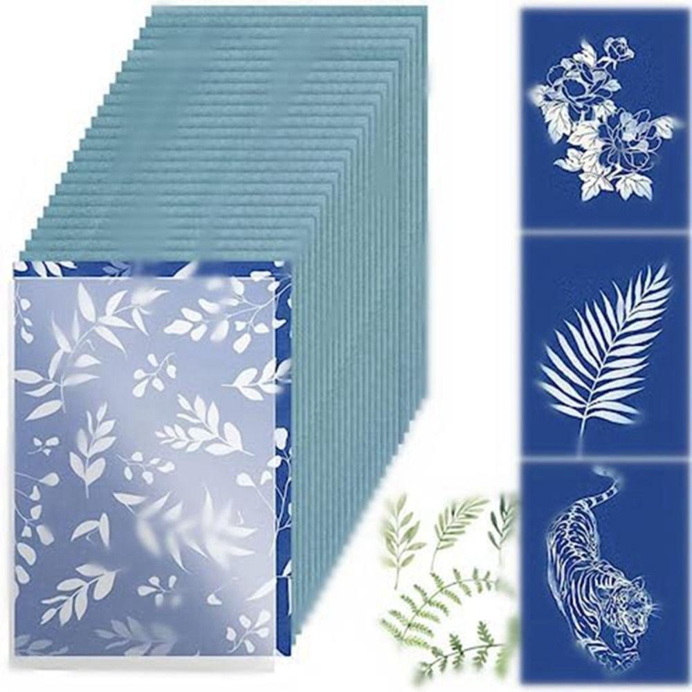 24PCS Silhouette Painting Cyanotype Paper Natural Fiber Solar Drawing Paper  Art Crafts