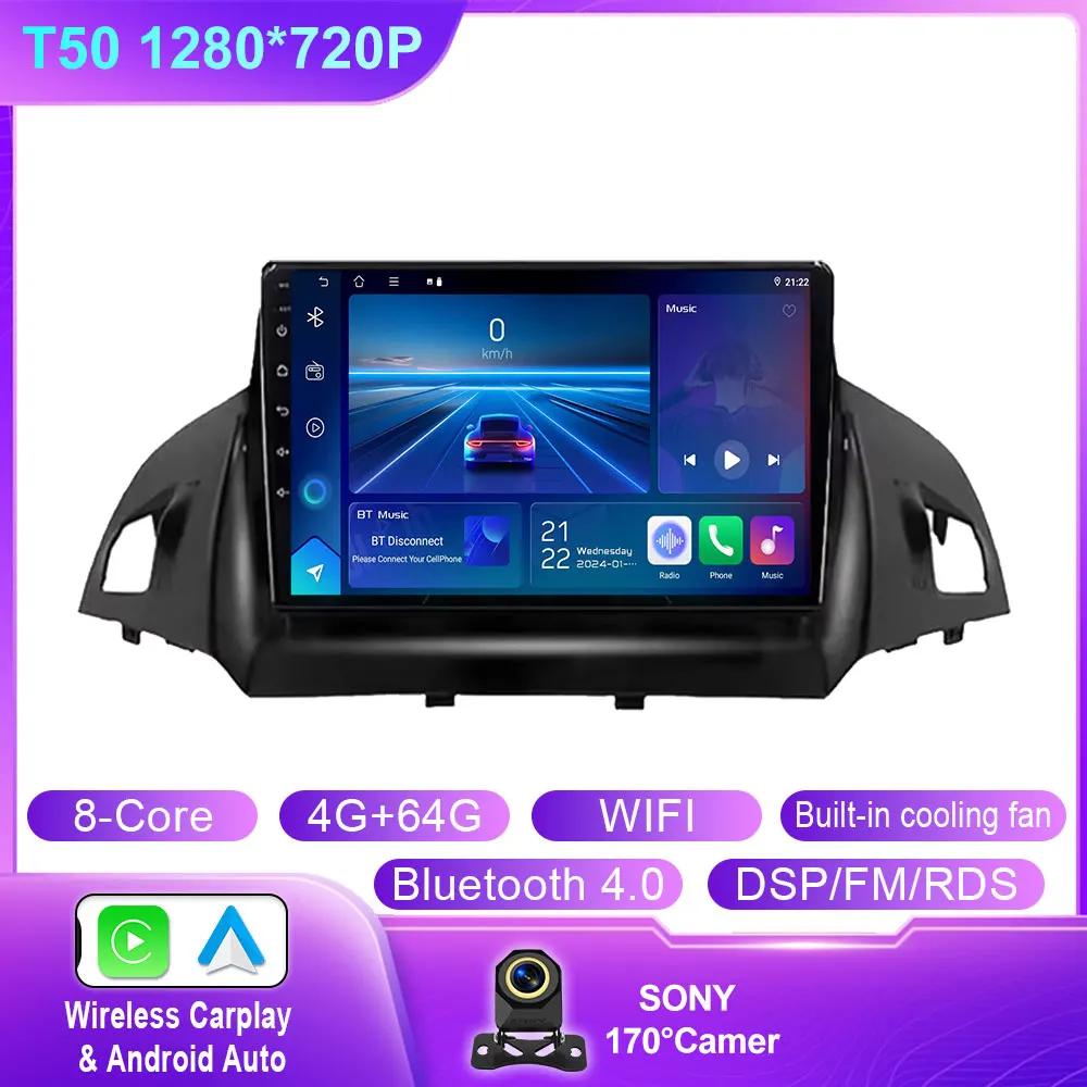 Car Radio For Ford C-MAX Kuga 2 Escape 3 2012 - 2019 Carplay Autoradio Android 14 Auto 4G WIFI GPS Car Multimedia Touch Screen