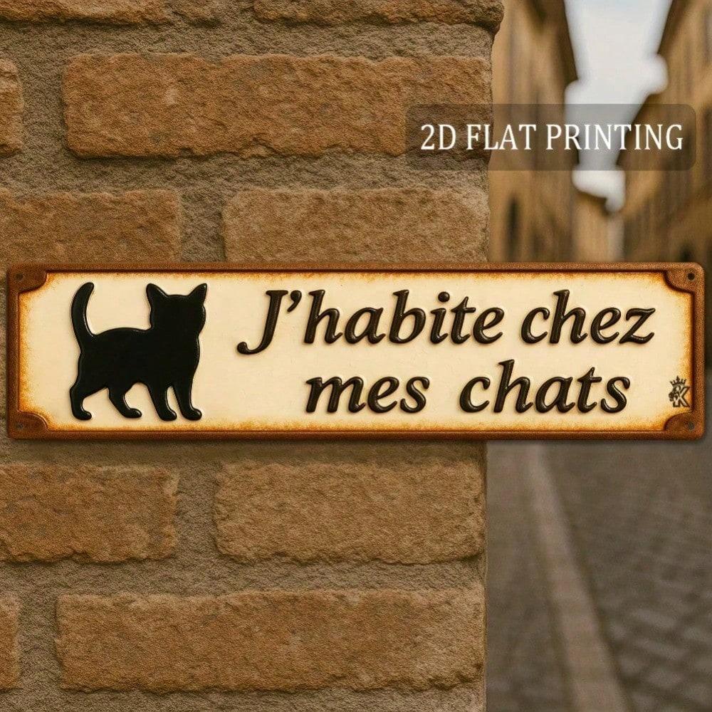 

Retro Cat Metal Sign 16x4 Inch, French Country Kitchen Wall Art, Funny Vintage Decor for Cat Lovers, Unique Bathroom Plaque 10x40 різнокольоровий