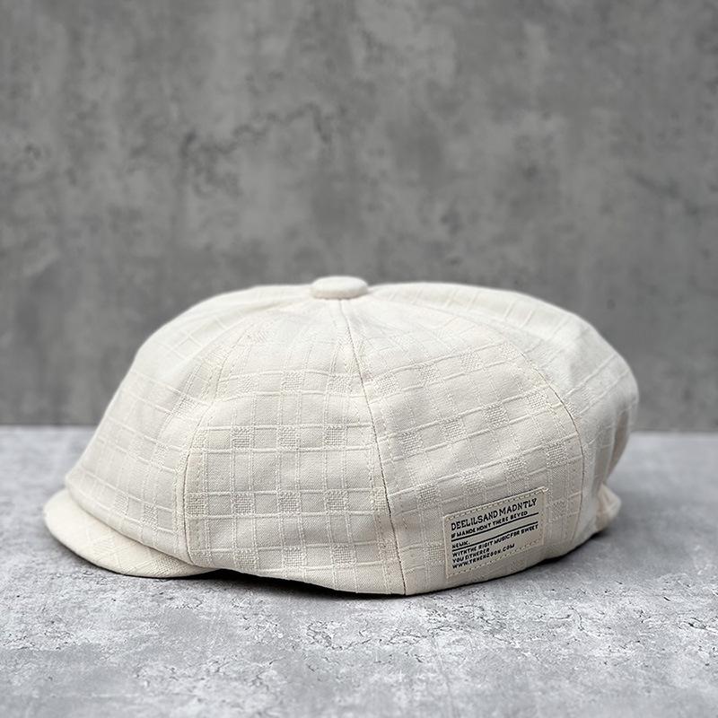 Japanese British Retro Plaid Forward Hat Men S And Women S Caps Spring And Summer Beret Painter Hat Couple Hat Tide M（56-58cm）
