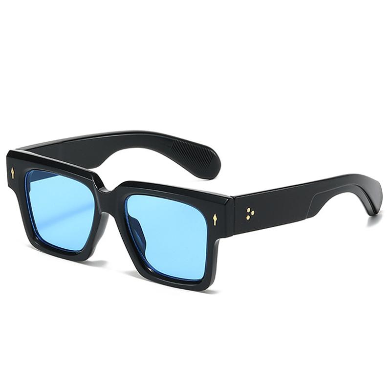 SO&EI Oversized Square Women Luxury Sunglasses Fashion Rivets Decoration Eyewear Shades UV400 Men Yellow Blue Sun Glasses