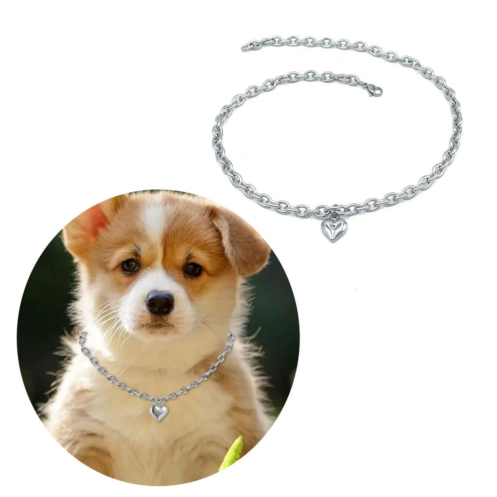Pet Wedding Heart Collar Jeweled Necklace Heart Charm Wedding Costume Stainless Steel Heart Necklace