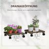 Set of 2 Rolling Plant Stands. Solid Wood. 4 Wheels with Brakes. 30 cm x 30 cm x 7 cm. Brown + Black