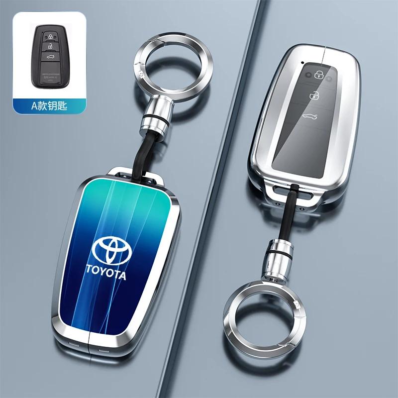 New Zinc Alloy Leather Car Key Case Cover Shell For Toyota CHR Hilux Fortuner VHFDT6 Land Cruiser 200 Camry Corolla Crown RAV4 Highland