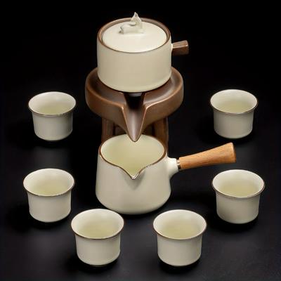 1 Σετ κινέζικο πέτρινο μύλο Kung Fu Tea Set Stone Mill Tea Pot Τσάι Φλιτζάνι Τσάι Τελετή πάρτι Κουζίνας Προμήθειες καφέ