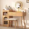 Dressing Table Strong Load-bearing Sufficient Storage Capacity Spacious Desktop LED Light Design with Mirror Burr-Free 3-Color Table