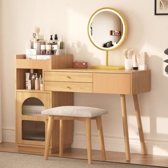 Toaletní stolek Silná nosnost Dostatečná úložná kapacita Prostorný stolní LED světelný design se zrcadlem bez otřepů 3barevný stolek