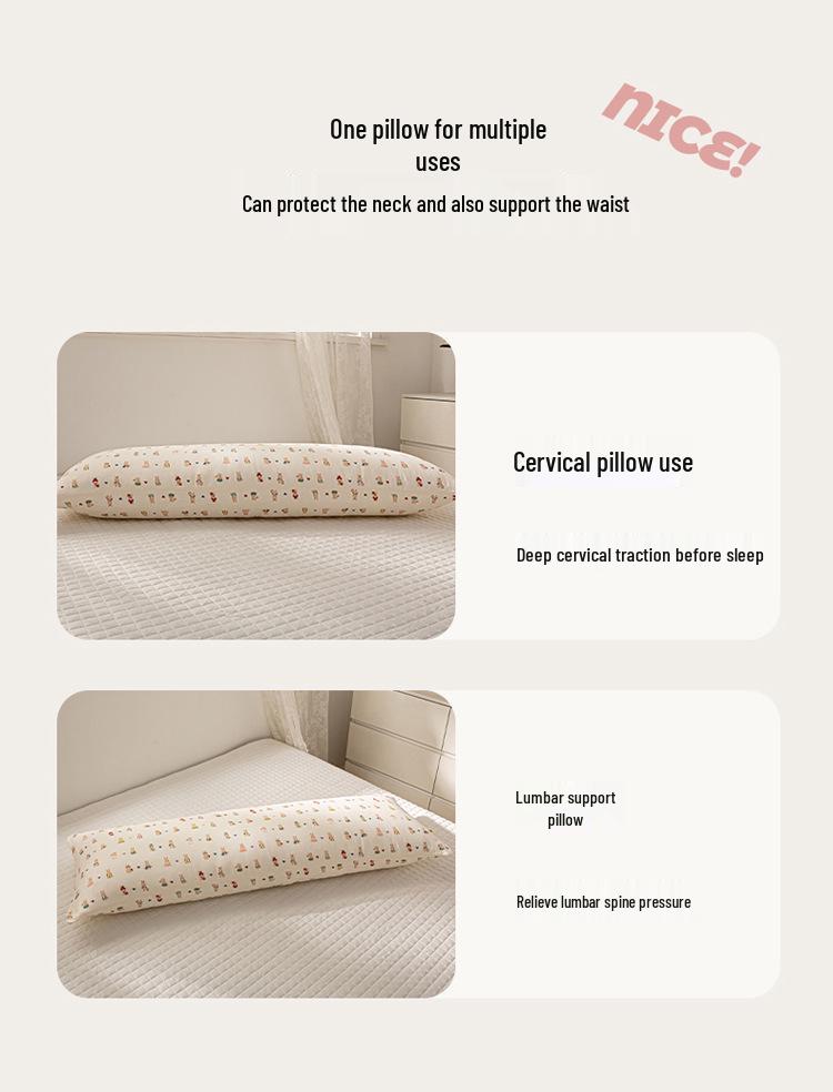 100% Cotton Double-Layer Gauze Long Body Pillow - Comfortable Leg-Hugging Side Sleeper Pillow