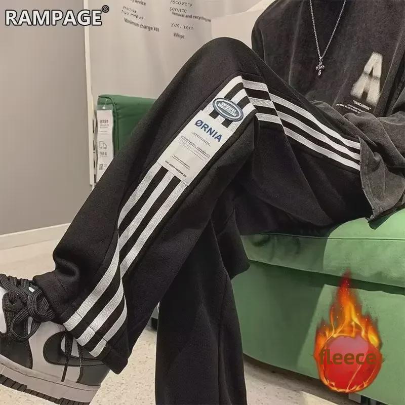 2023 Men's Trendy Striped Velvet-Enhanced Winter Sports Pants