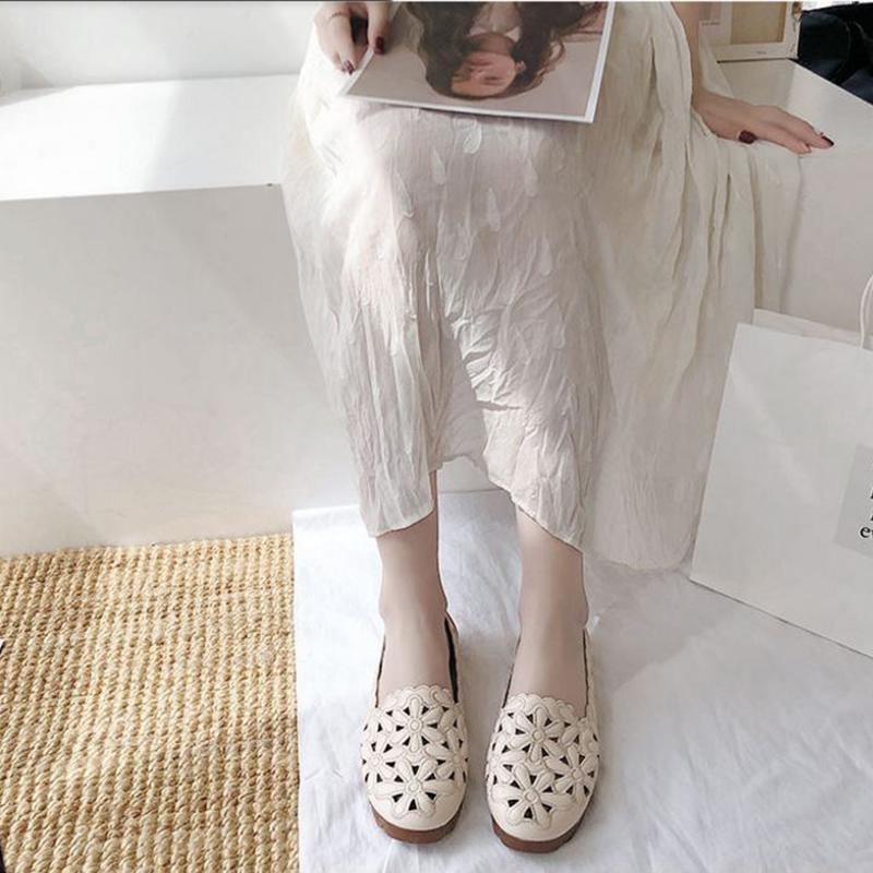 Spring  Summer Hollow Sandals Women's All-match Hole Shoes Flat with Soft Bottom Non-slip Peas Shoes Flat Bottom