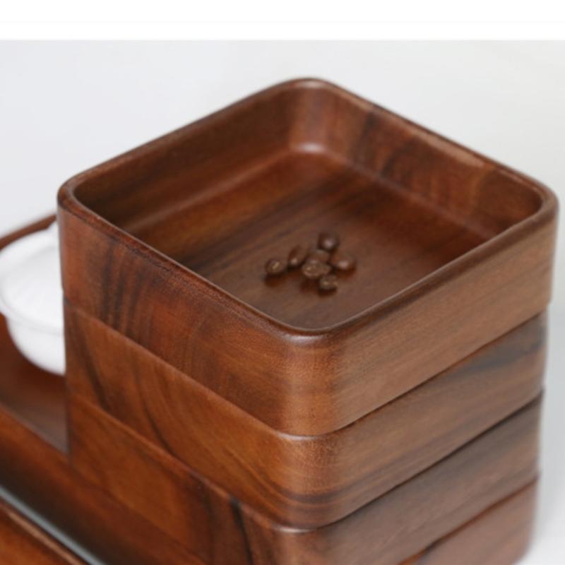 1 Stück Schwarznussholz Obstteller Snack Erfrischungsteller Massivholz Runde Schalen Rechteckiges Tablett für Lebensmittel