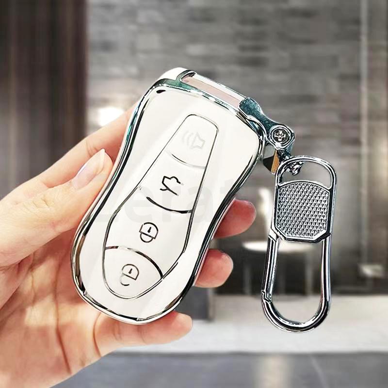 Silver Edge Tpu Car Remote Key Cover Case Key Shell Fob For Geely Azkarra Fy11 Atlas Pro New Emgrand Gs X6 Suv Ec7 Accessories