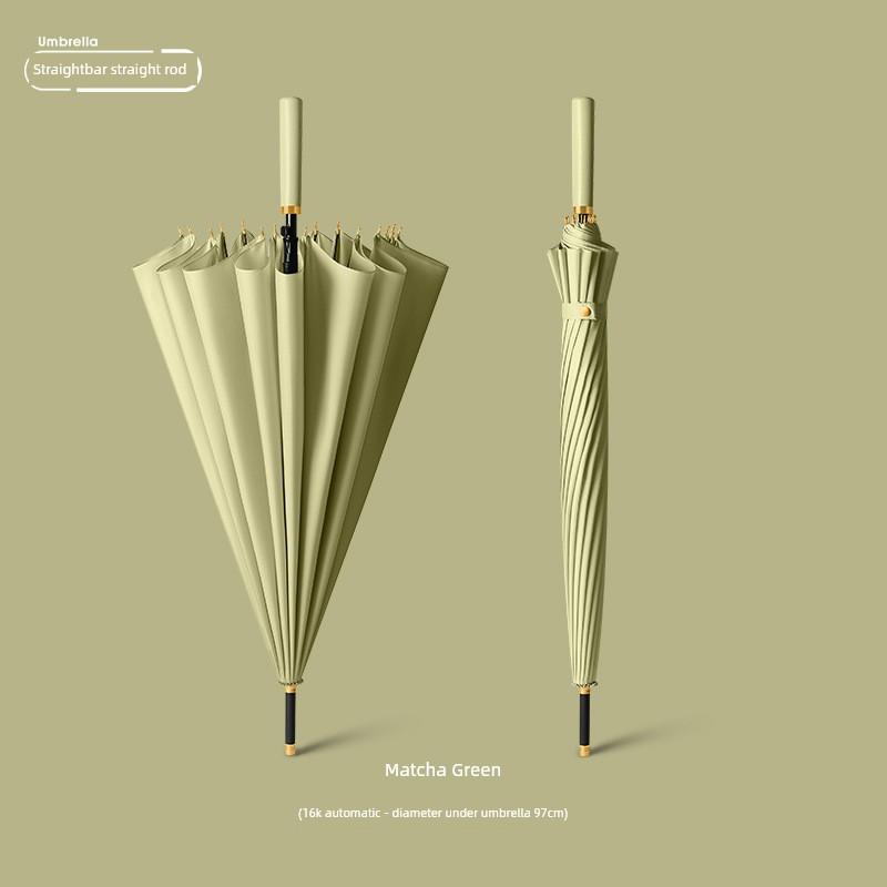 24-Rib Automatic Umbrella, Large Business Straight Umbrella, Double-Handle Factory-Printed Logo Advertising Long-Handle Umbrella