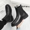 Fashion Slip On Men's Chelsea Boots Winter Leather Boots Outdoor High Top Men's Ankle Boots Plush Warm Cotton Boots Casual Shoes