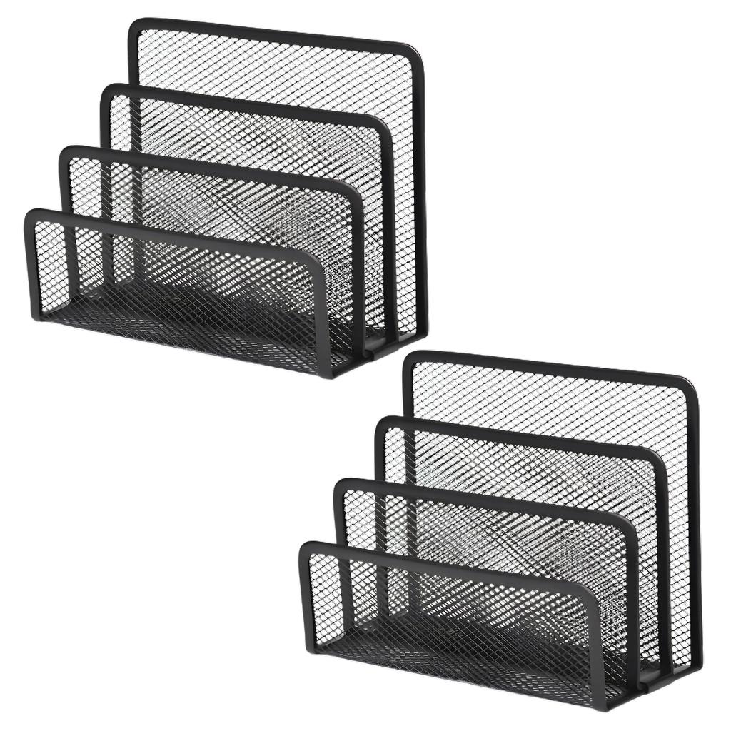 East Leaf Letter Rack, Letter Stand, Document and Letter Storage, Desktop Rack, Desk Organizer, Mesh, Office, Black (2)