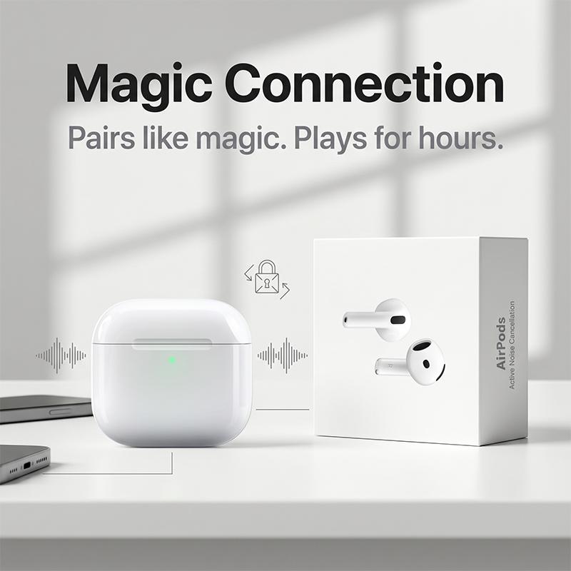 TWS Wireless Earbuds Compatible AirPods 4 Active Noise Cancellation Spatial Audio IP54 Sweatproof Bluetooth Headphones
