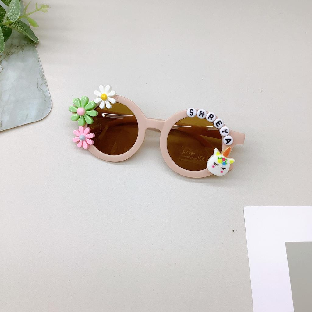 Children'S Sunglasses Travel Sunscreen Uv Protection Unicorn Flower Letter Baby Sunglasses Tide