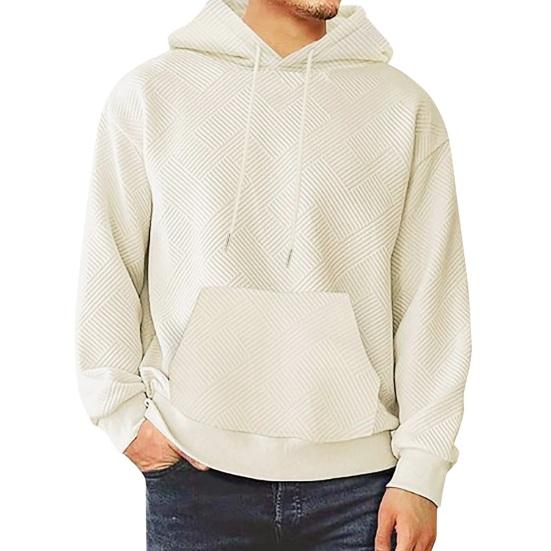 Herbst Frühling Herren Hoodie mit großer Tasche Kordelzug lange Ärmel dicker Pullover