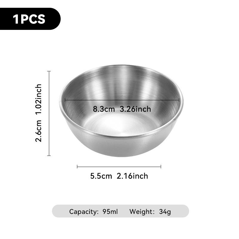 4-Piece Set of Gold 304 Stainless Steel Round Seasoning & Dipping Bowls for Soy Sauce