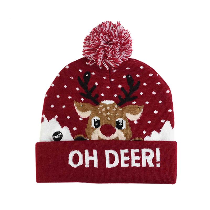 LED Christmas Hat Sweater Knitted Beanie Christmas Light Up Knitted Hat Christmas Gift for Kids Xmas 2024 New Year Decorations