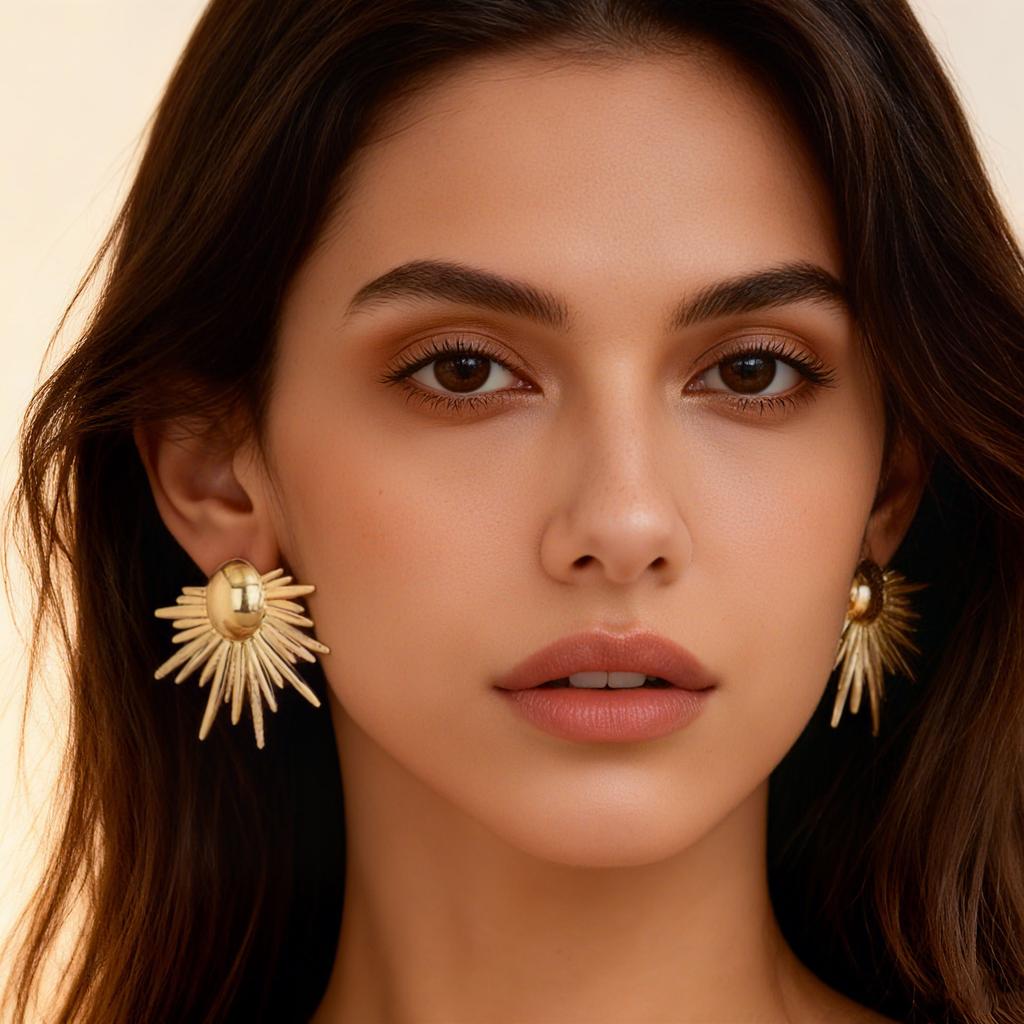 Exaggerated Irregular Geometric Metal Sun Earrings Creative Style Earrings