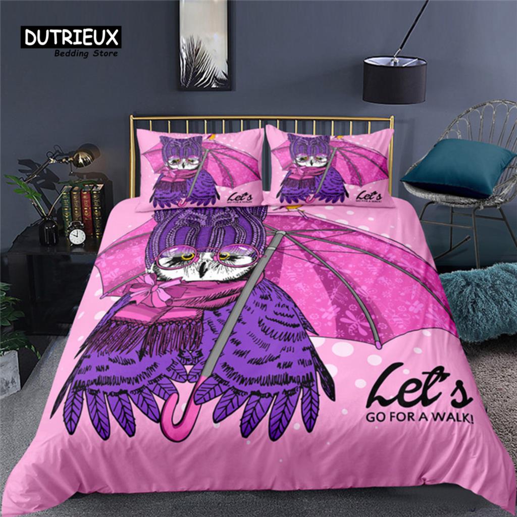 Durable Lightweight Animals Cartoon Owl Butterfly Elephant 3D Print Turtle For Child Adults Polyester King Comforter