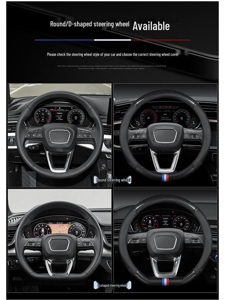 Genuine Leather Carbon Fiber Steering Wheel Cover for Bestune T99, T77, B70, E01, T33 - All-Season Protection.