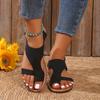 Cross-strap Flat Sandals Women's Retro Style Shoes Wide Strip Open-toe Beach Flip-flops