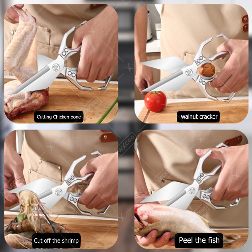 Powerful Kitchen Scissors Triangular Blade Chicken Bones Scissors Heavy Duty Stainless Steel Shears for Cutting Meat Scissors