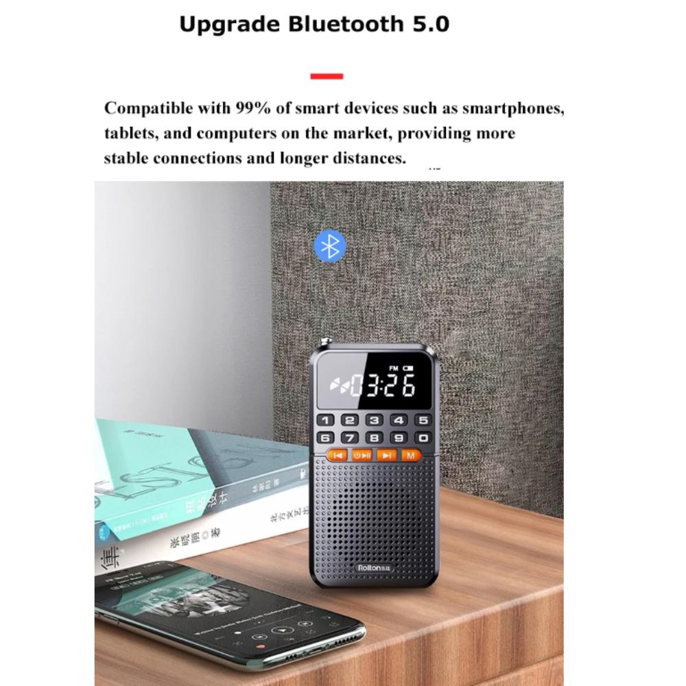 AM/FM Pocket Radio Receiver LED Flashlight TF Card Music Player Mini Bluetooth Speaker Outdoor