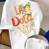 Unisex Lässiges Lockeres T-Shirt Italienisch Inspiriert Zitrus Grafik Doppelseitig Kurzarm Outdoor Streetwear Top Reise Tägliche Kleidung