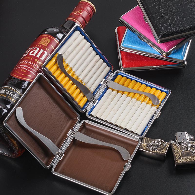 Imitation Crocodile Texture Cigarette Case, 20 Capacity, Moisture-Proof, Pressure-Resistant, Portable Holder